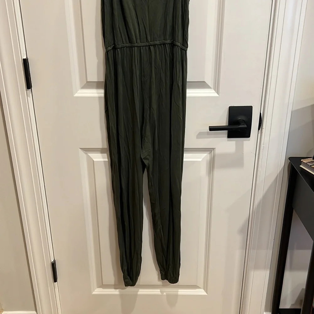 Women’s Green Wrap Jumpsuit Loungewear Closet Staple Summer Tie Waist Dress Moni - Picture 9 of 10